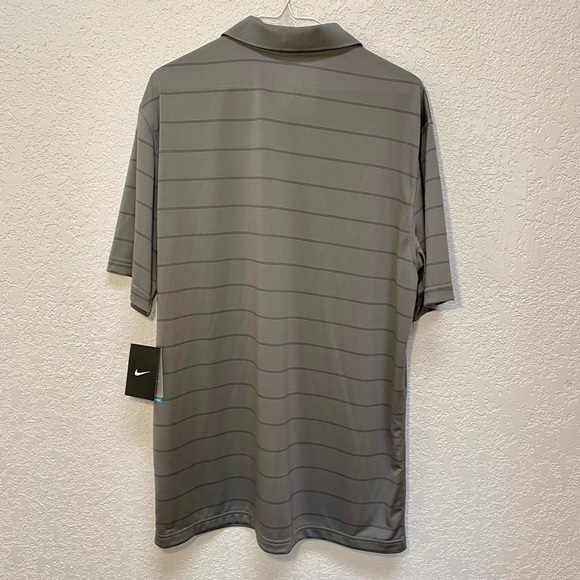 Nike Polo Mens L Grey Striped Dri-FIT Short Sleeve Performance Tennis Golf Shirt - Picture 4 of 11